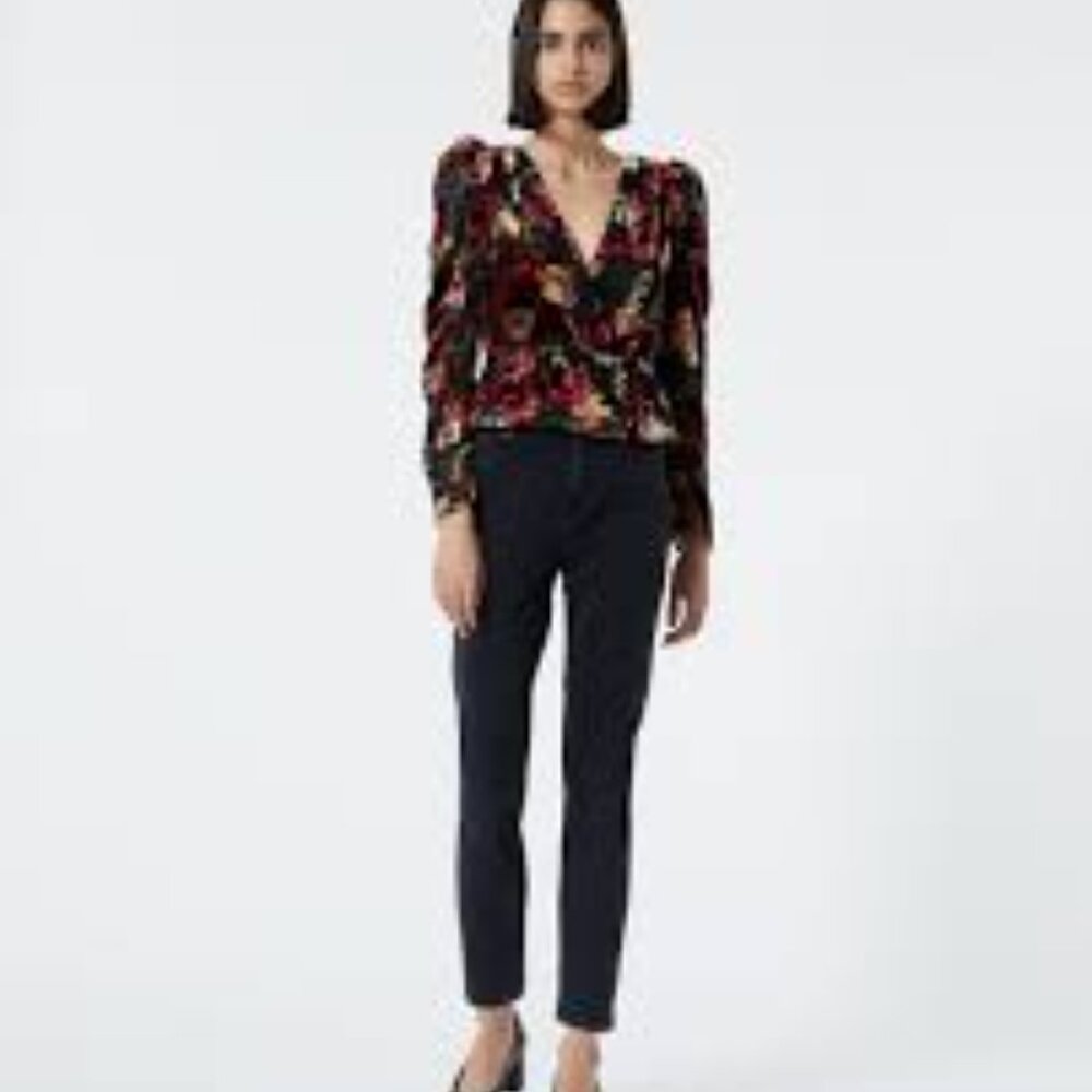 The Kooples Floral Print Burnout Velvet Top